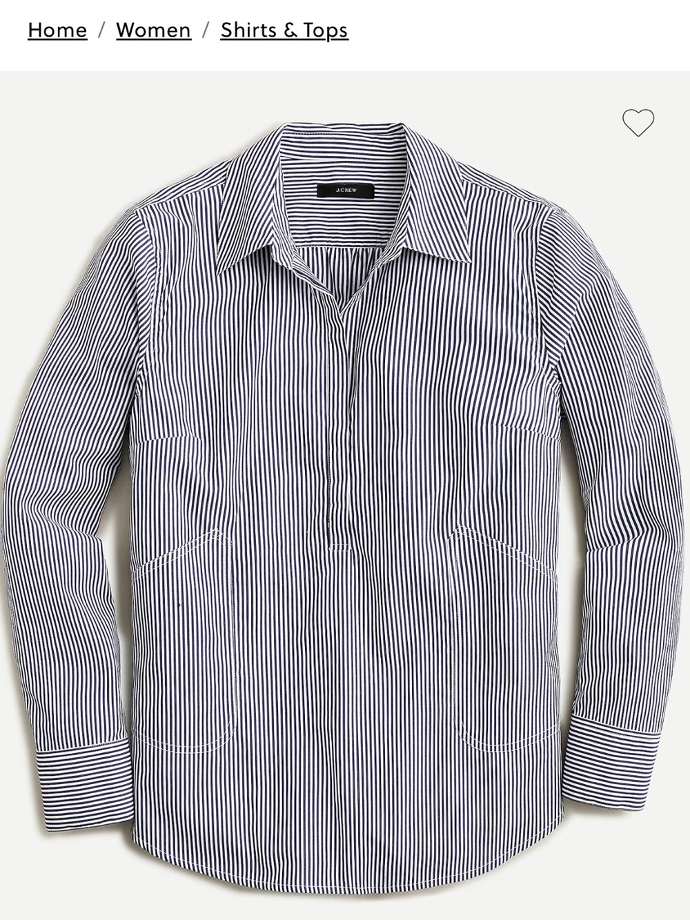 J. Crew Navy and White Vertical Stripe tunic Shirt
